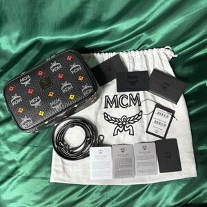 AUTH MCM Skyoptic Stud Visetos “Camera”Bag